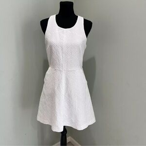 Banana Republic White structured textured fit and flare skater dress